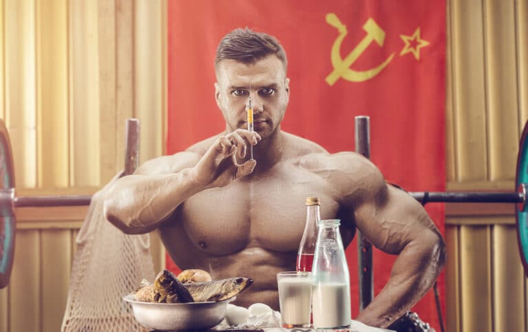 dopage bodybuilding : illustration de substances et muscles d'un bodybuilder