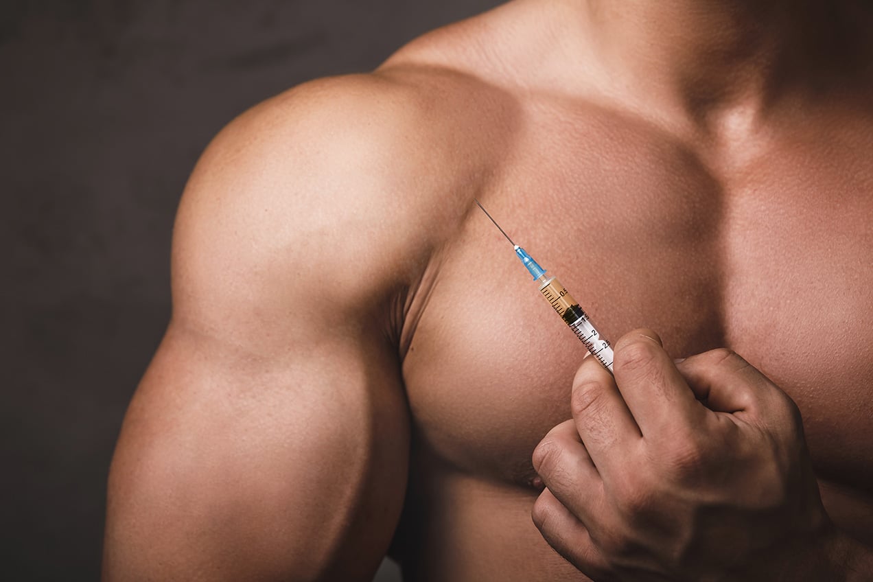 dopage musculation : illustration d'haltérophilie avec silhouette musculaire mettant en avant les substances dopantes