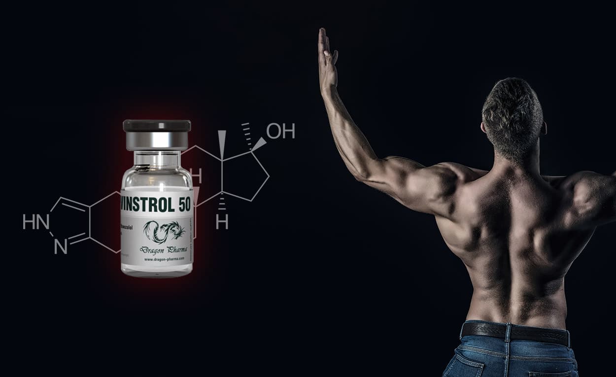 Winstrol : pot d'ampoules de Winstrol sur fond neutre