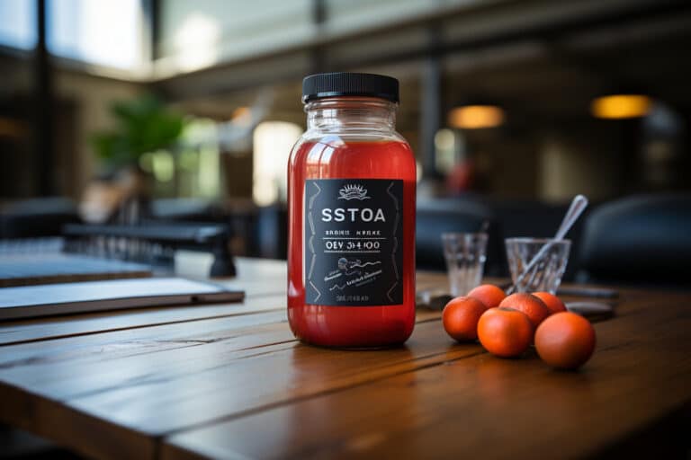 OSTA 2866 : bouteille de complément alimentaire et muscles en arrière-plan