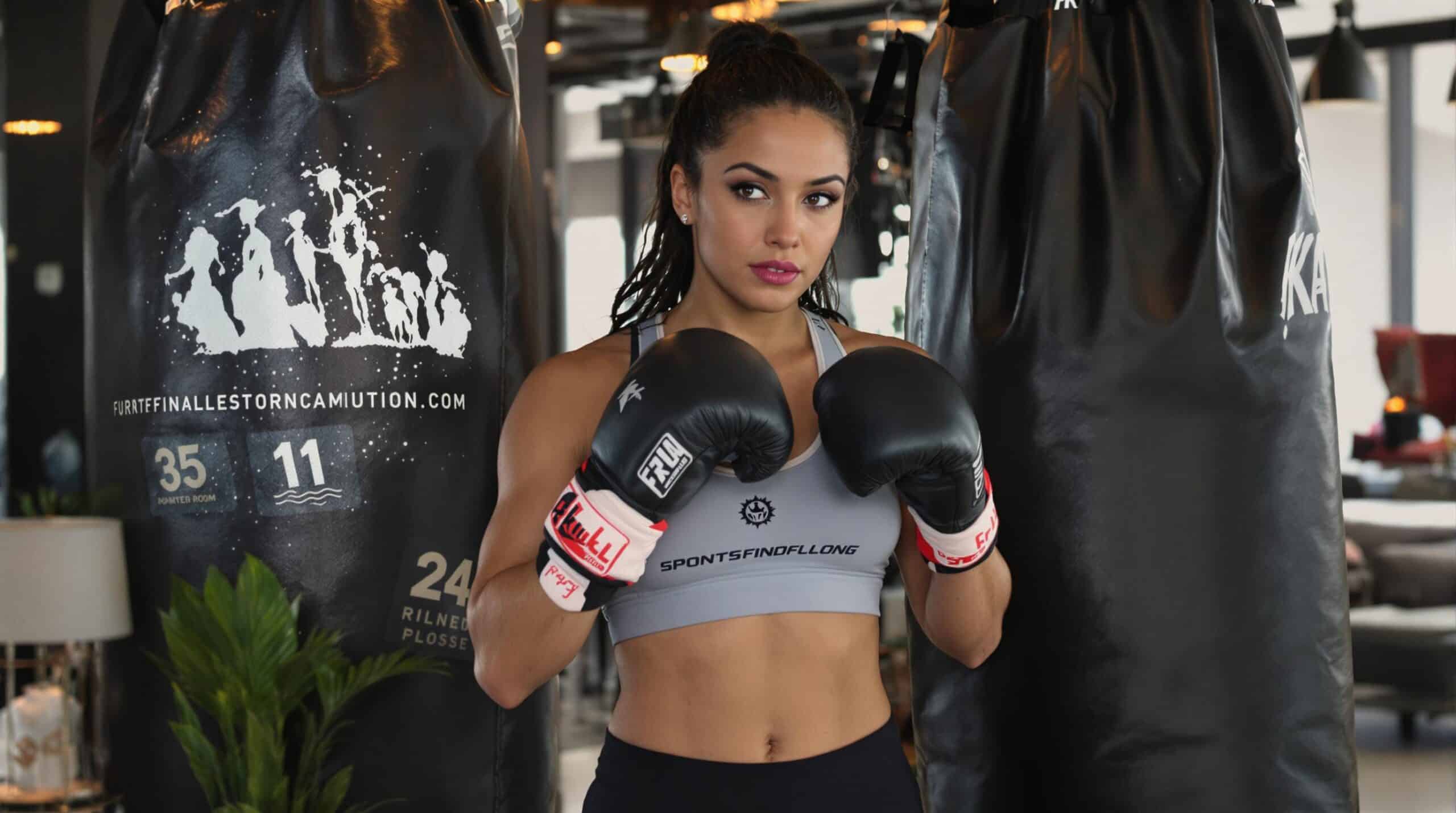 boxe : séance de boxe dynamique frappe un sac de frappe pour brûler la graisse du ventre