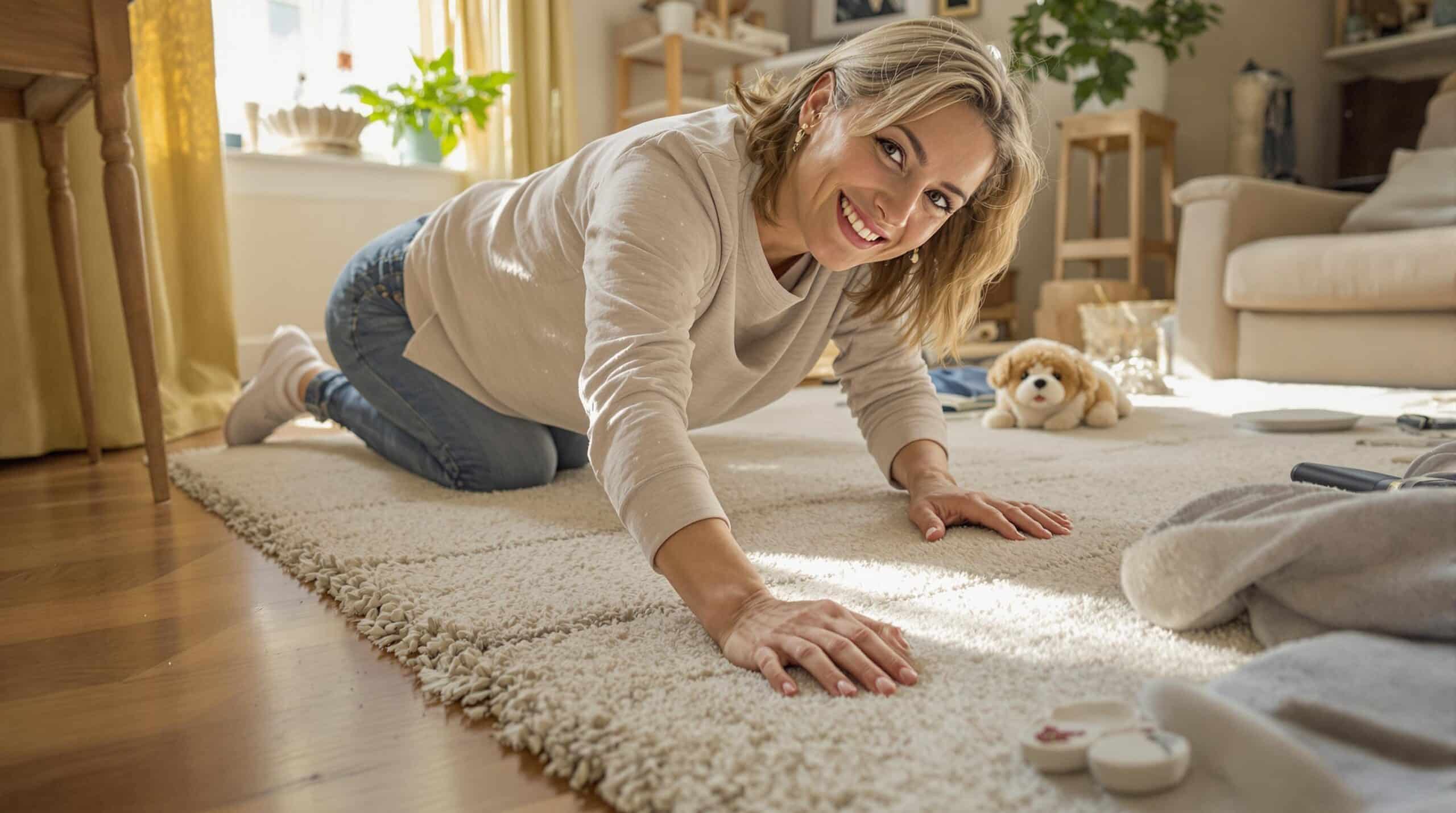 abdos-fessiers : personne réalisant des exercices au sol sur un tapis