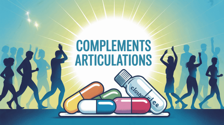 compléments alimentaires articulations vue tablette gélules poudre ampoule silhouettes mouvement