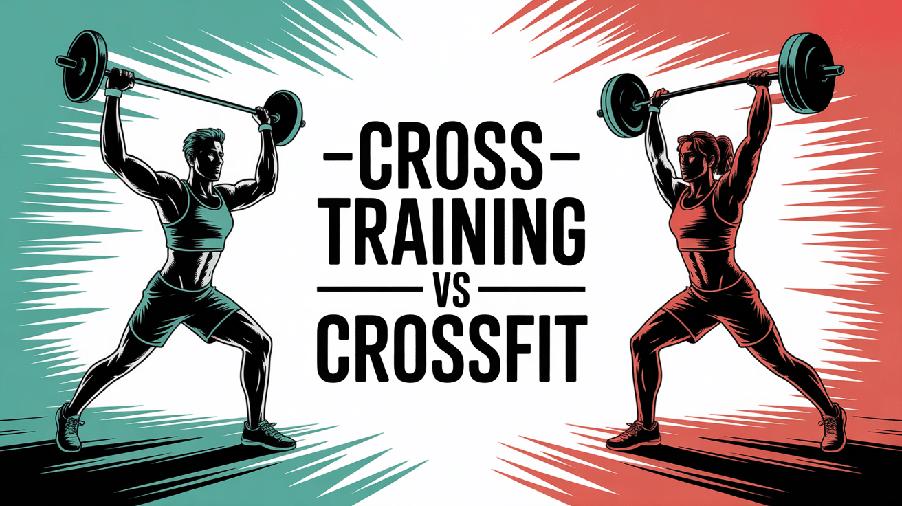 Cross Training et CrossFit, silhouettes stylisées, comparaison dynamique