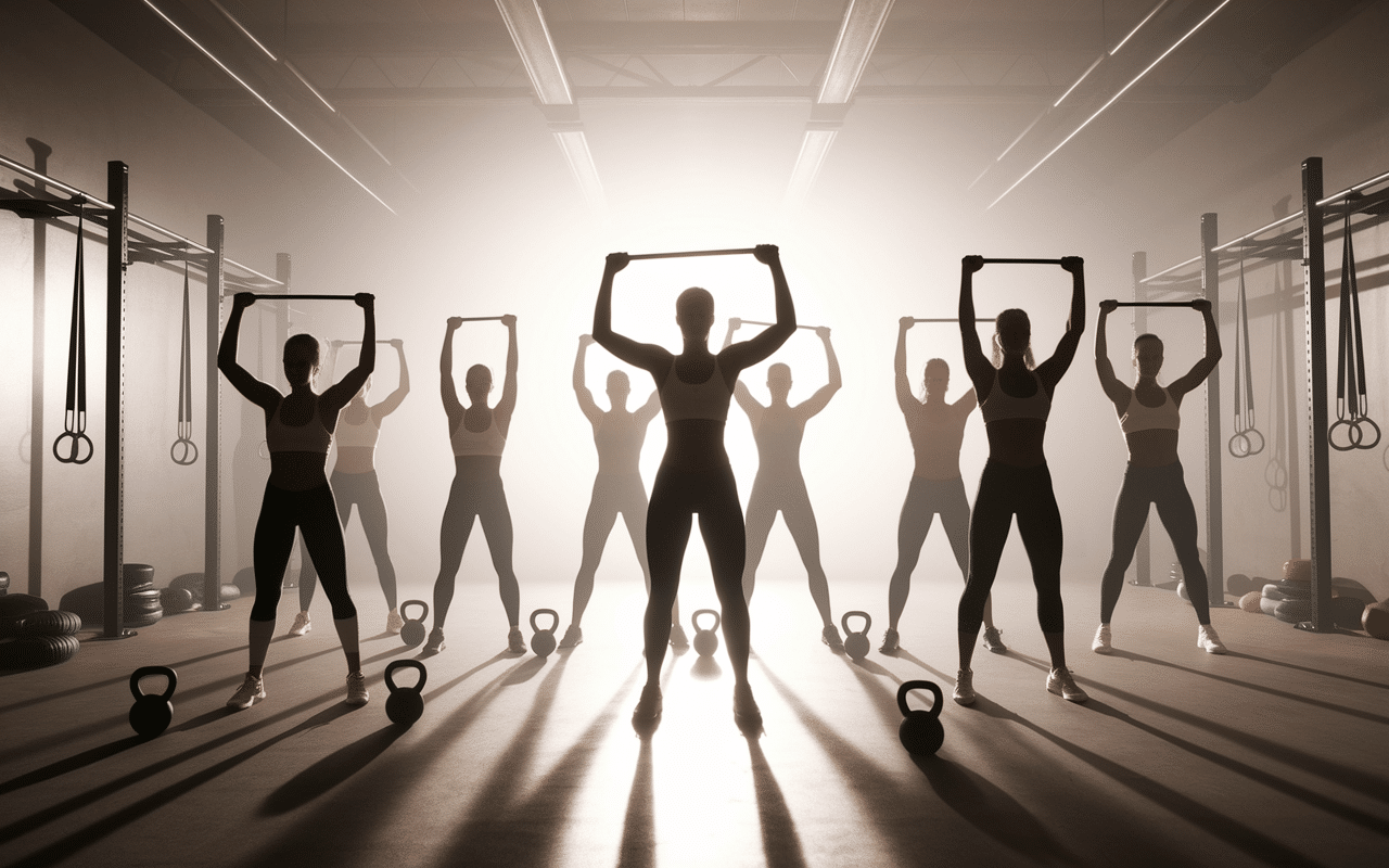 CrossFit groupe dynamique, équipements barres et kettlebells