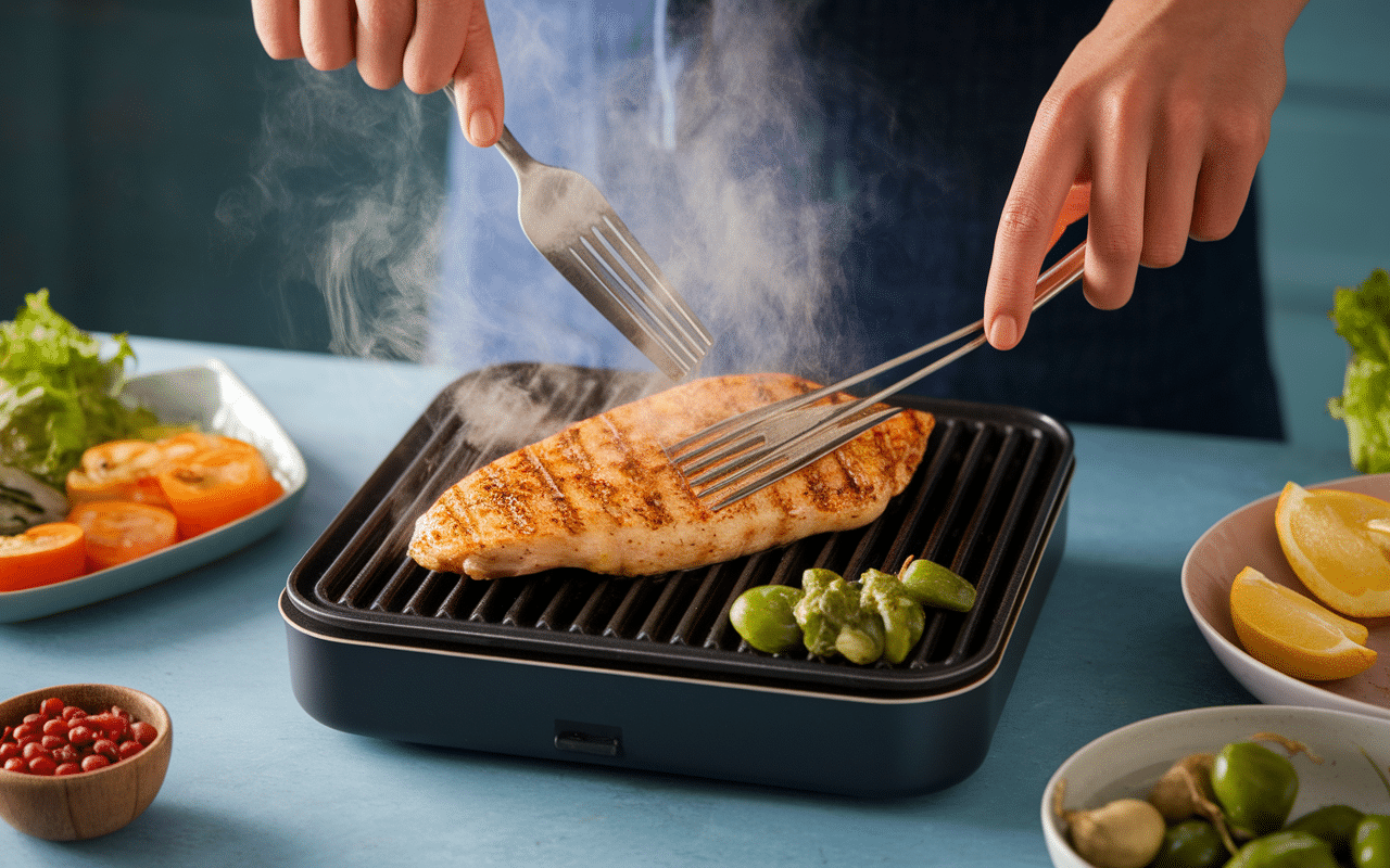 filet de poulet cuisson vapeur et grill, protéines préservées