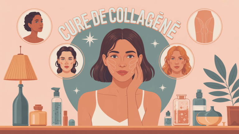 Illustration cure de collagène pour peau cheveux articulations