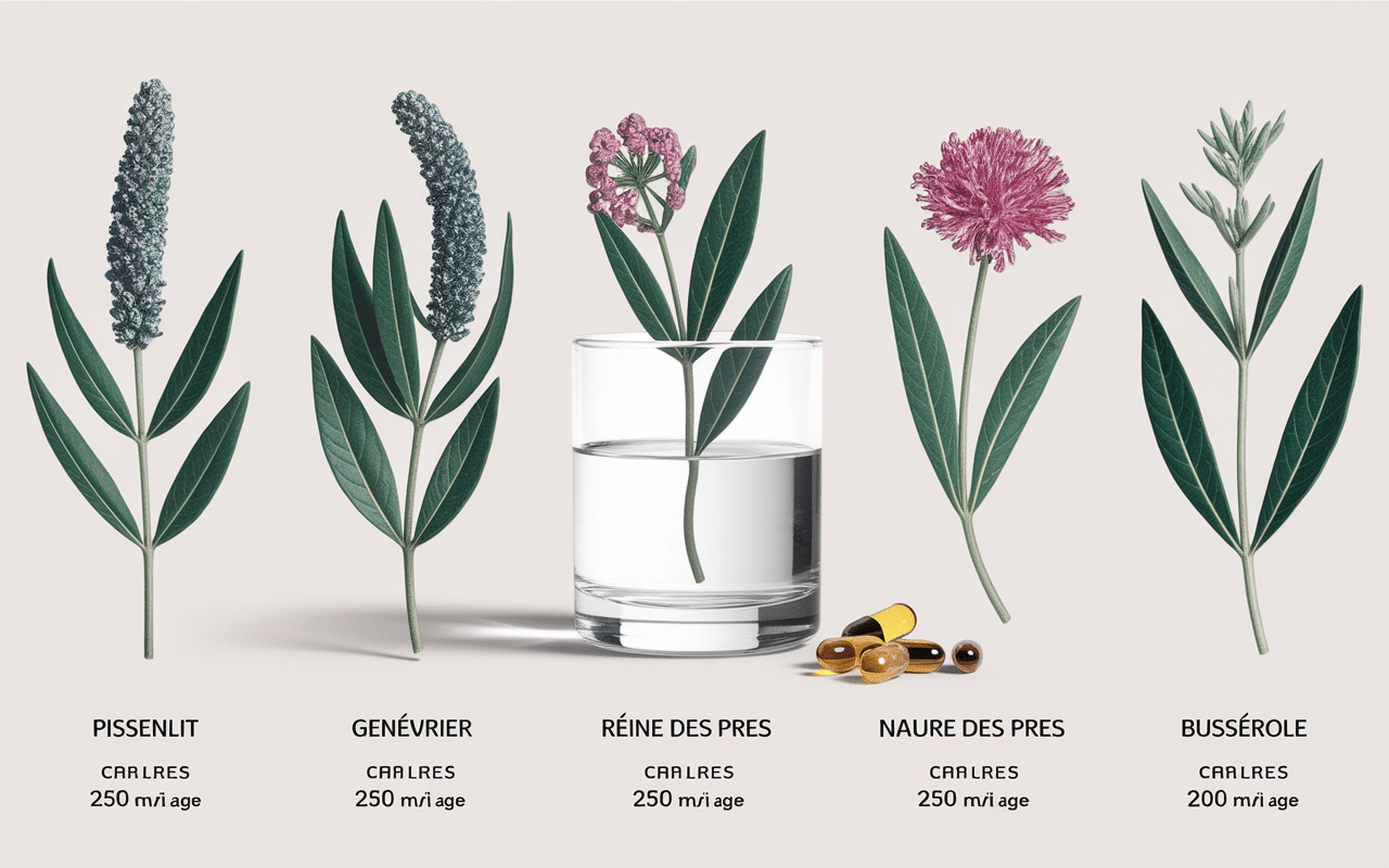 Zoom plantes diurétique naturel puissant pissenlit genevrier doses