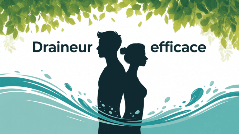 draineur efficace image silhouette homme femme eau plante