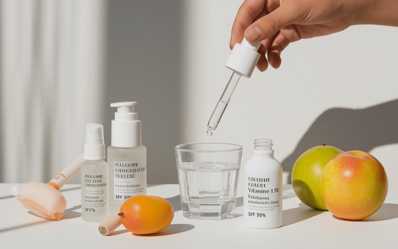 Routine soins elasticite peau collagene vitamine C