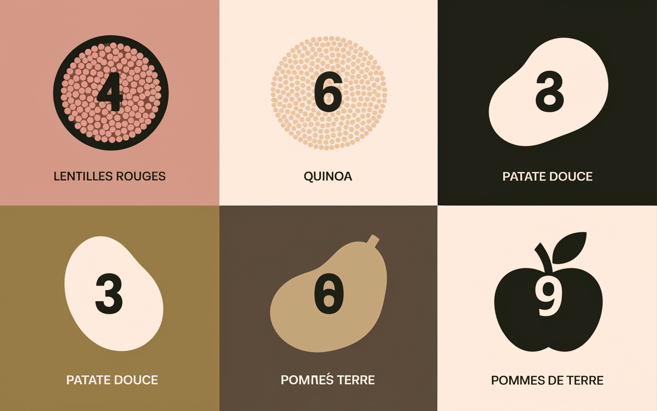tableau comparatif ig pomme de terre lentilles quinoa