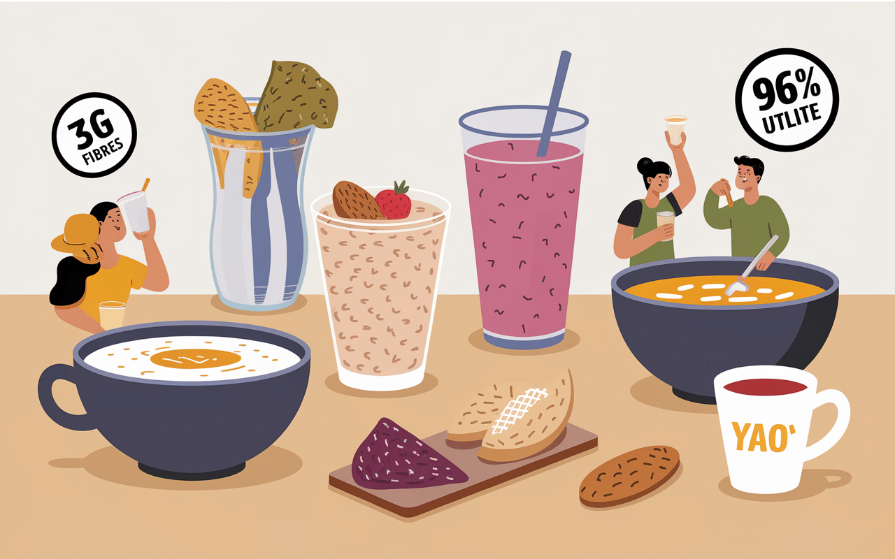Routine quotidienne avec son d'avoine et apports nutrition