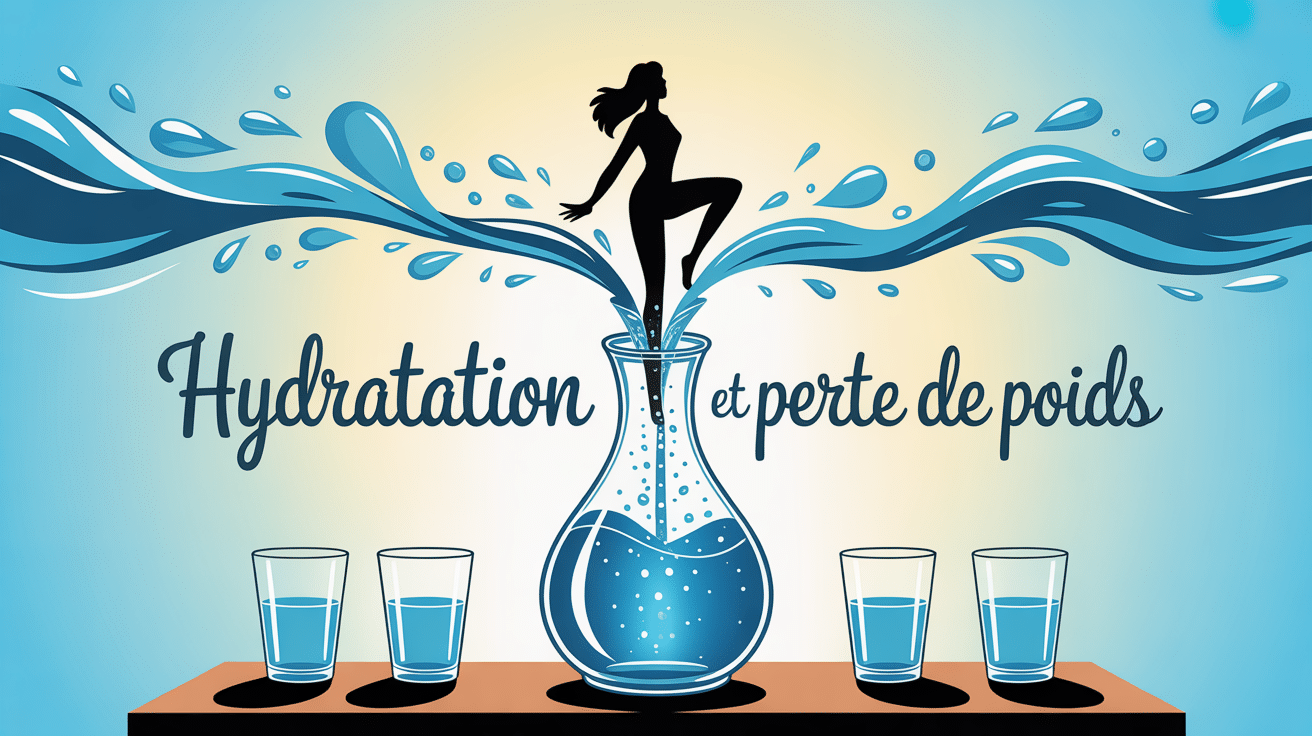 carafe d'eau et verres hydratation perte de poids