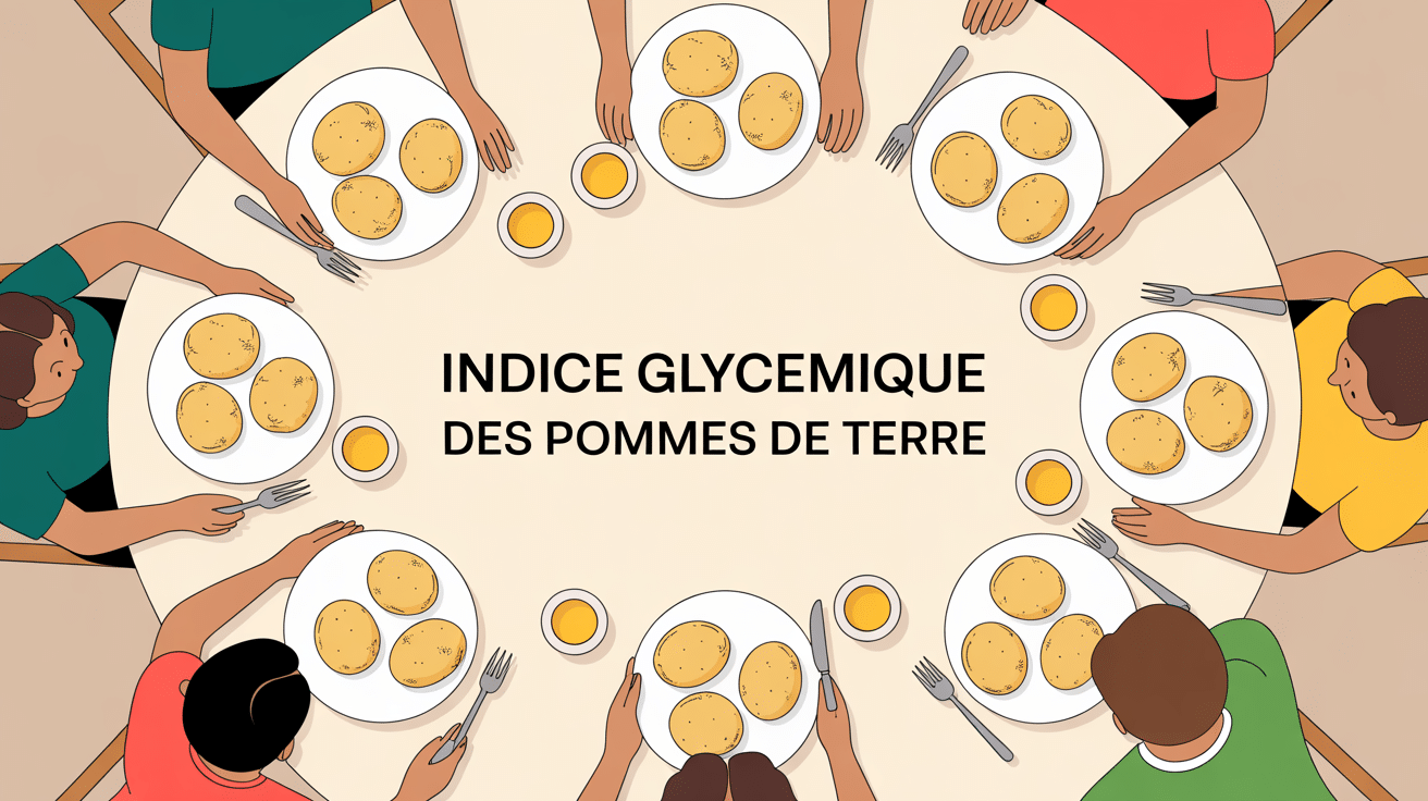 Table familiale avec assiettes de pommes de terre à différents IG