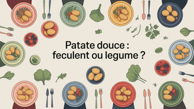 table familiale avec patate douce portions feculent legume