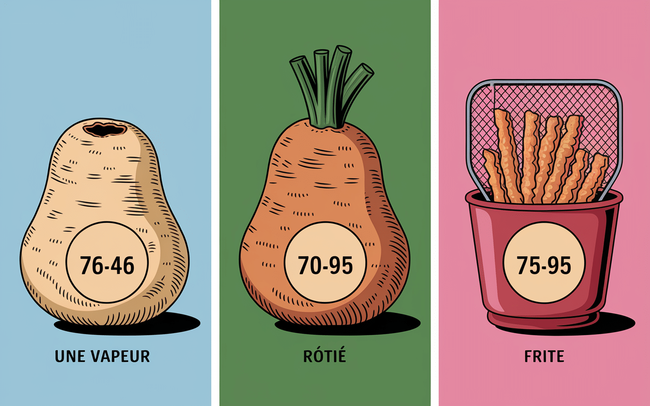 patate douce cuisson vapeur rôtie frite index glycémique