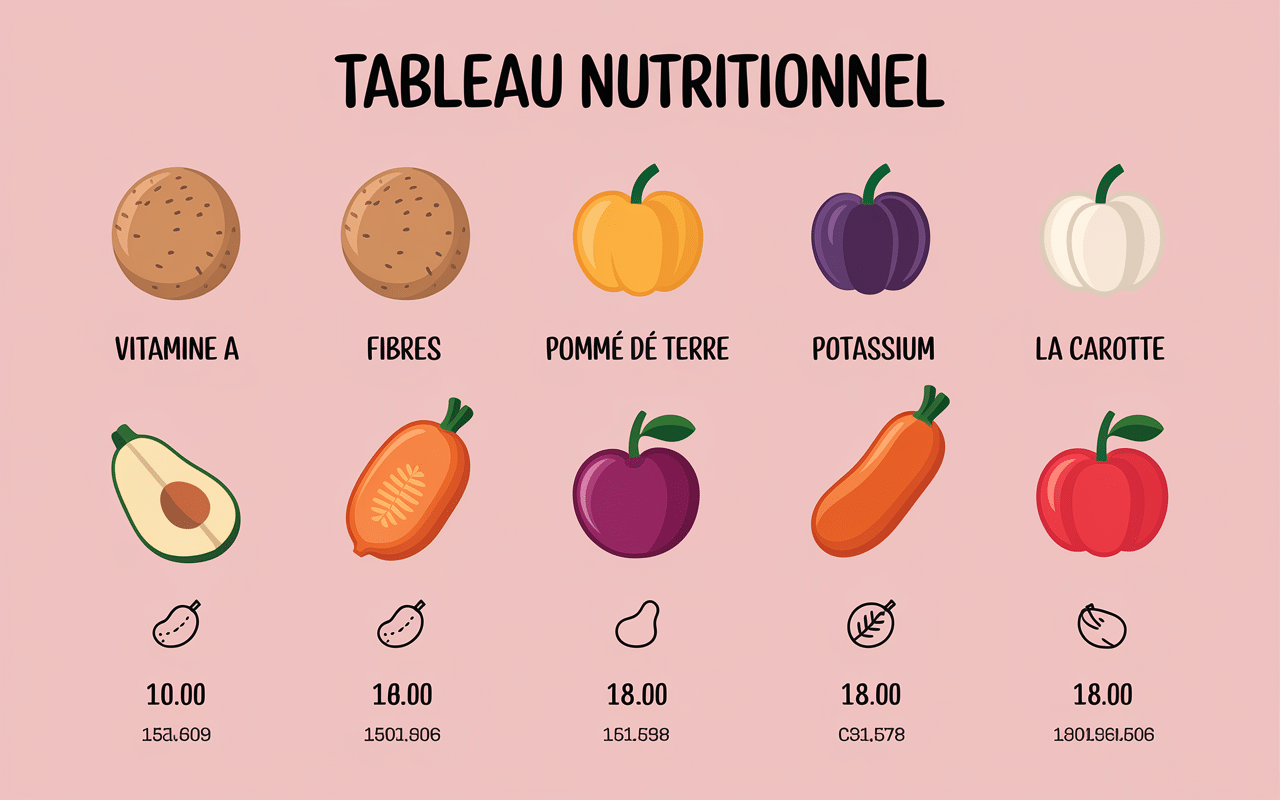 tableau nutritionnel patate douce vitamine fibres calories