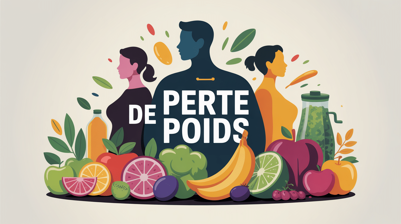 Perte de poids, besoins caloriques, silhouettes, balance, fruits et légumes