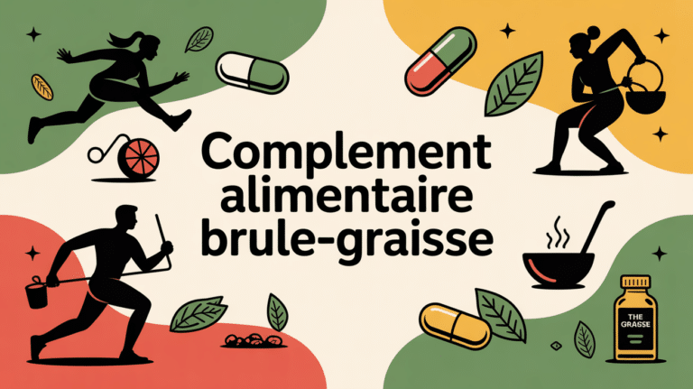 Complément alimentaire brûle-graisse visuel dynamique avec balance et feuilles de thé