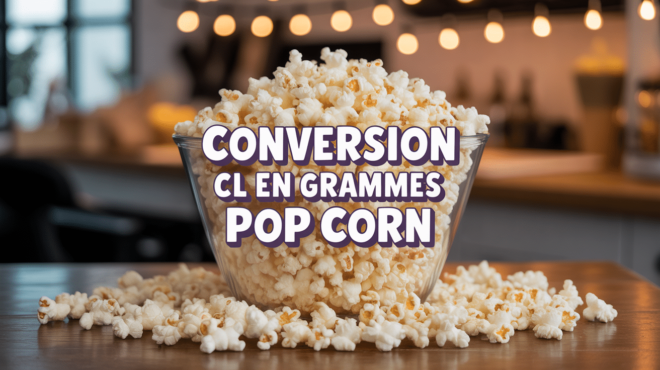 Pop corn soufflé en volume, conversion entre cl et grammes