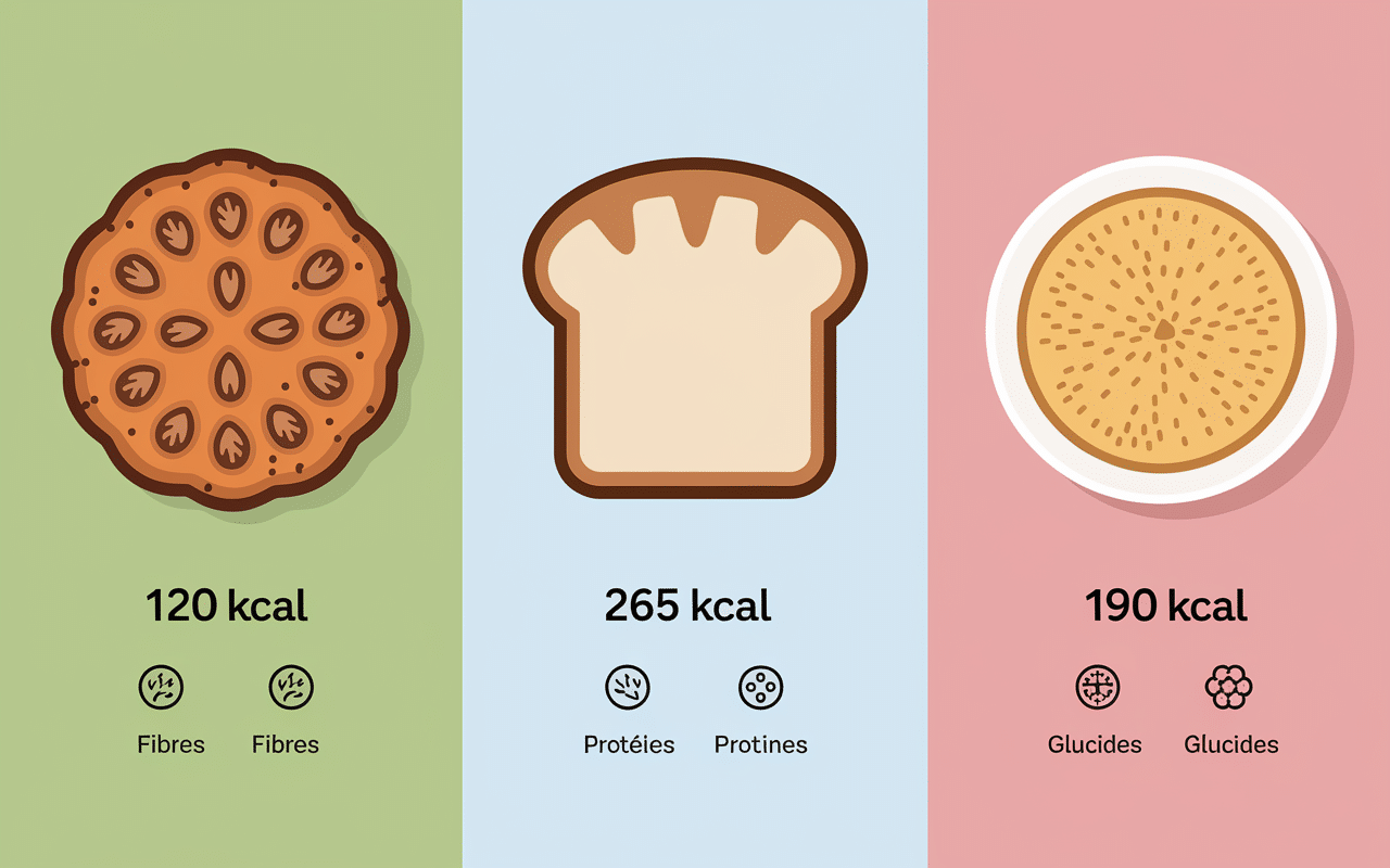 Comparatif nutrition galette au son d'avoine pain crêpe