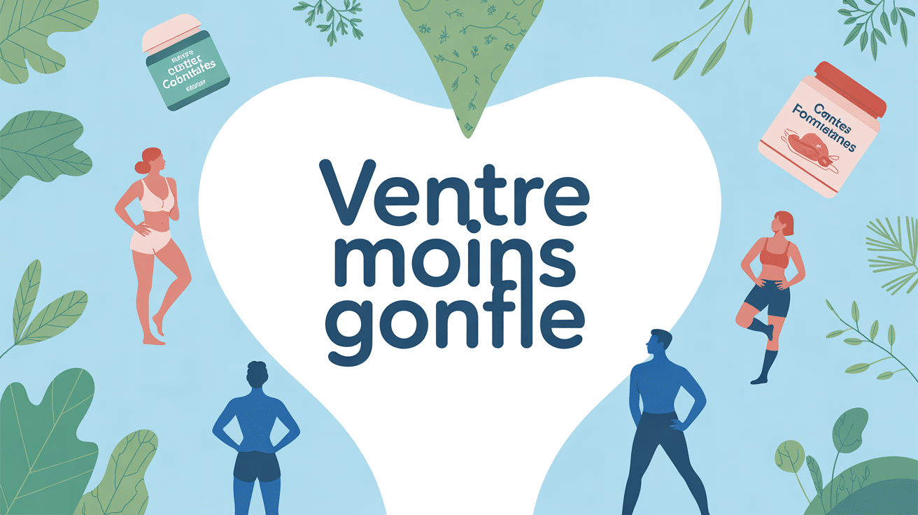 illustration ventre plat complement alimentaire silhouettes plantes
