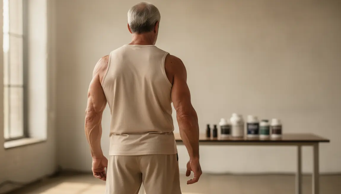 adulte sportif de dos 50-70 ans muscle visible salle sante motivation