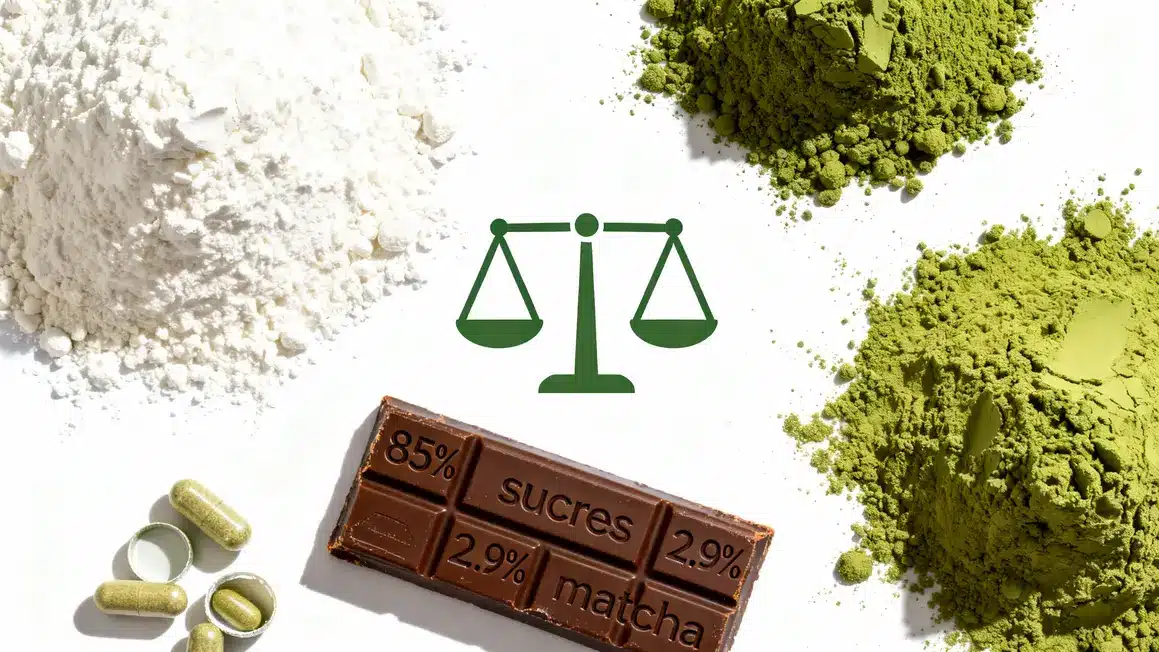 Tableau comparatif Matcha Slim sucres et pourcentage matcha