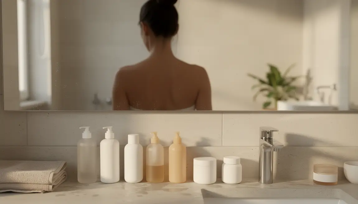 Routine beauté mature XYZ Smart Collagen devant miroir