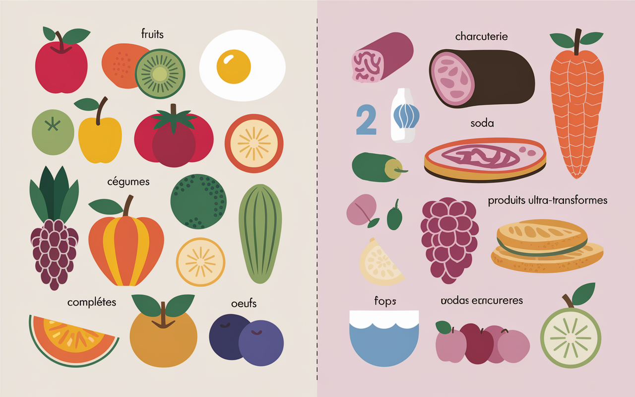 Comparatif aliments nourriture healthy, bons et à limiter