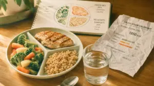 Maigrir du ventre alimentation : assiette équilibrée fibres et protéines maigres