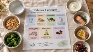 Tableau les 7 groupes d aliments pour un équilibre alimentaire clair