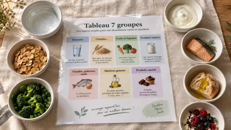 Tableau les 7 groupes d aliments pour un équilibre alimentaire clair