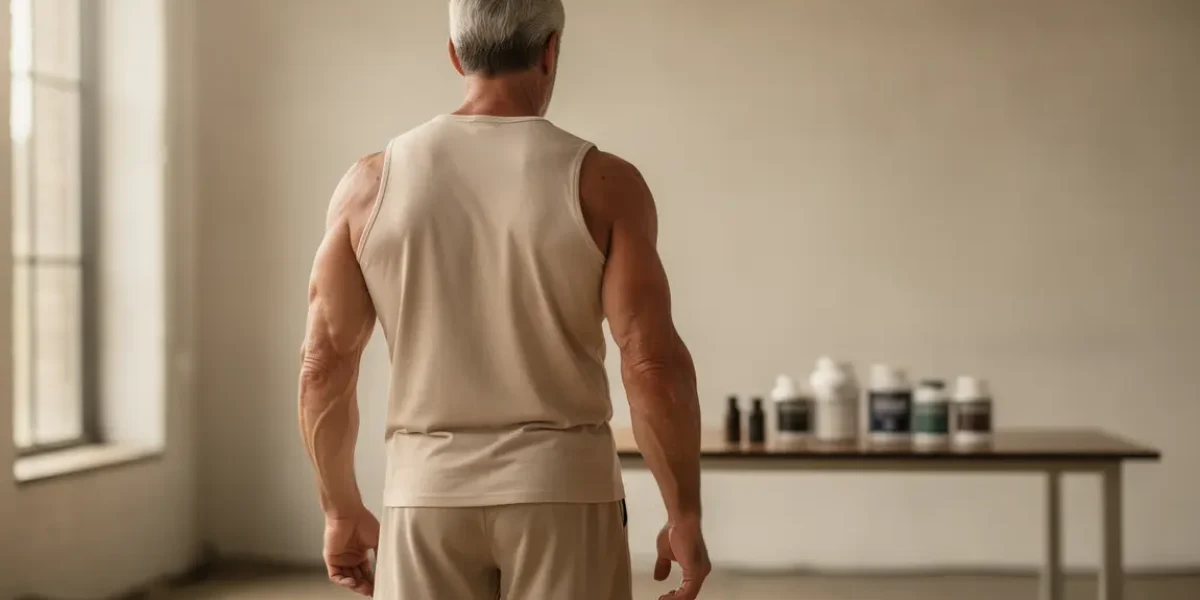 adulte sportif de dos 50-70 ans muscle visible salle sante motivation