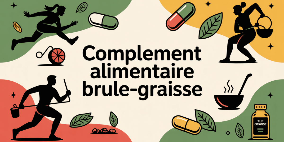 Complément alimentaire brûle-graisse visuel dynamique avec balance et feuilles de thé