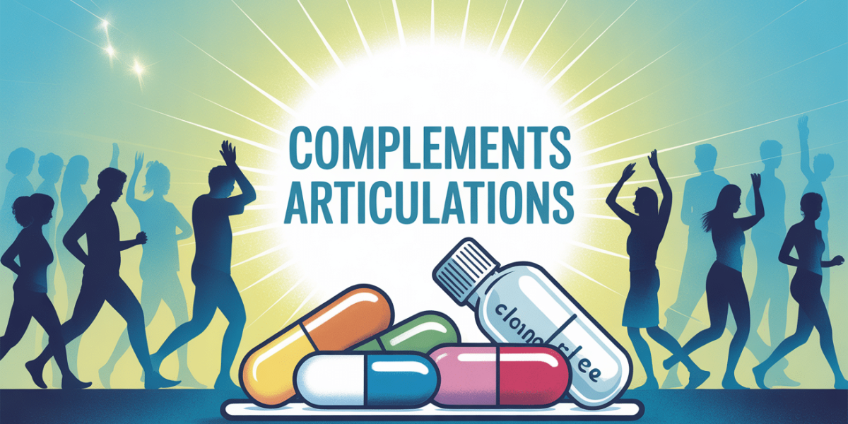 compléments alimentaires articulations vue tablette gélules poudre ampoule silhouettes mouvement