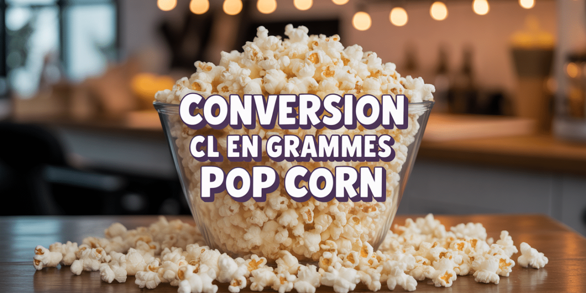 Pop corn soufflé en volume, conversion entre cl et grammes