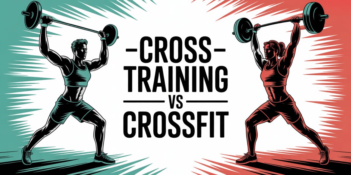 Cross Training et CrossFit, silhouettes stylisées, comparaison dynamique