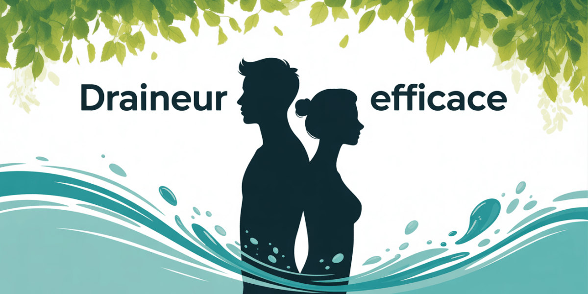 draineur efficace image silhouette homme femme eau plante