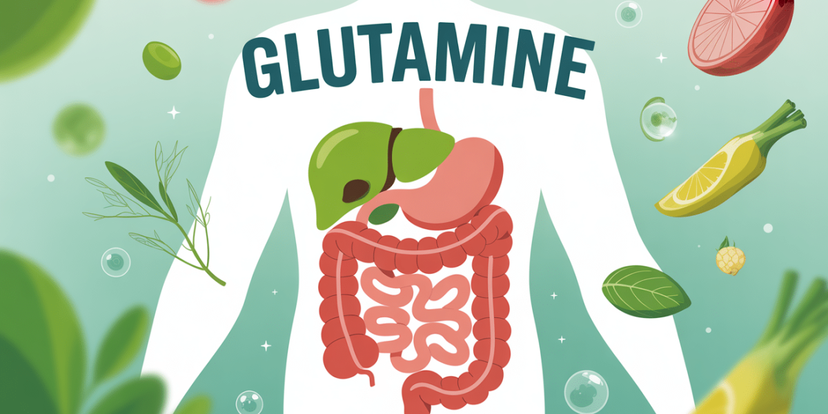 Glutamine schema stylise intestin santé digestive