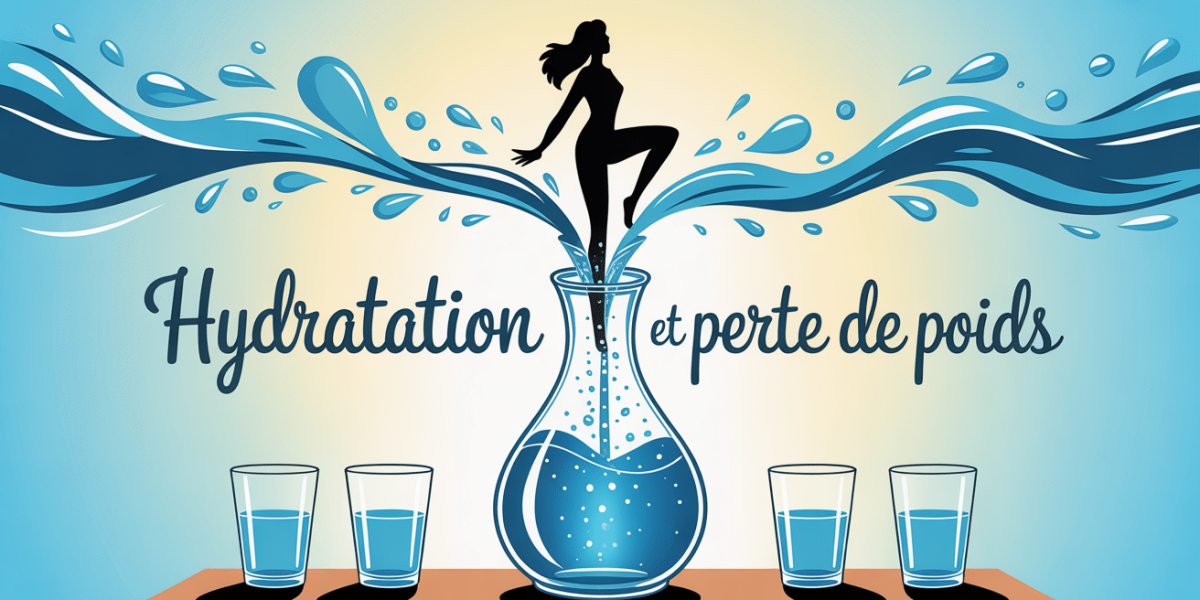 carafe d'eau et verres hydratation perte de poids