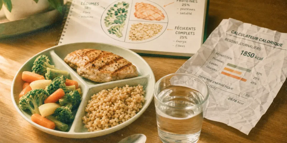 Maigrir du ventre alimentation : assiette équilibrée fibres et protéines maigres