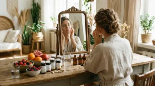 Neo Collagen Biovancia gélules avec fruits et miroir santé