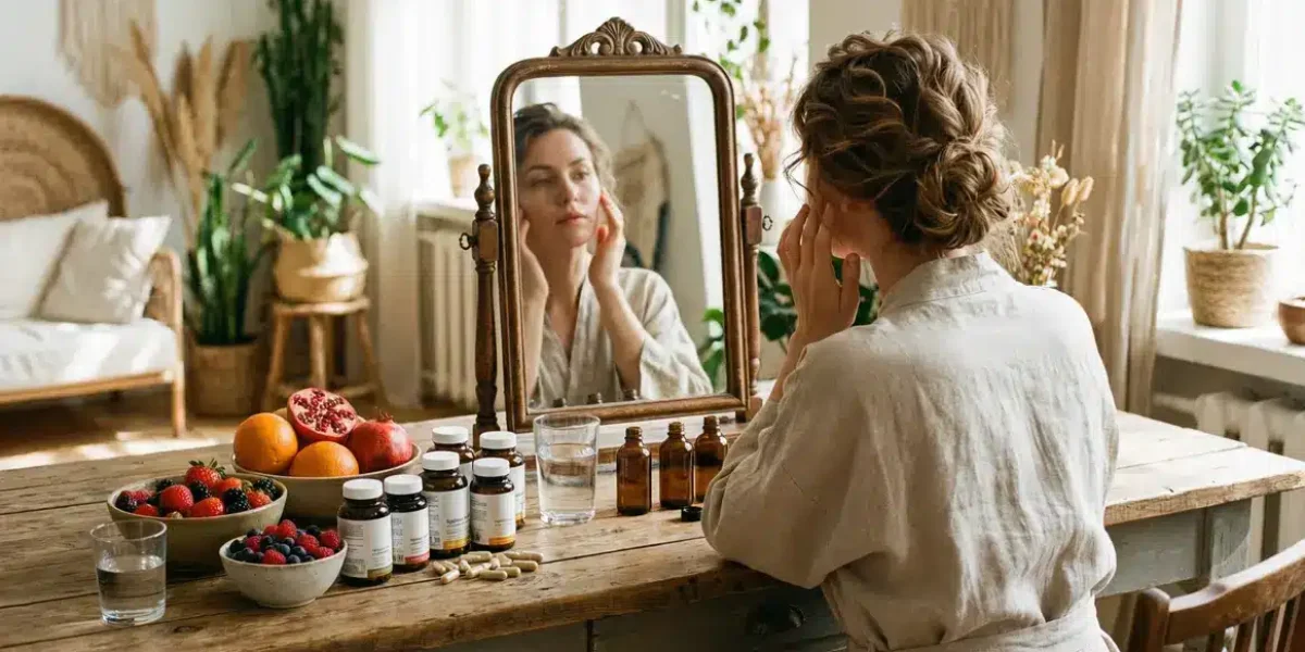 Neo Collagen Biovancia gélules avec fruits et miroir santé