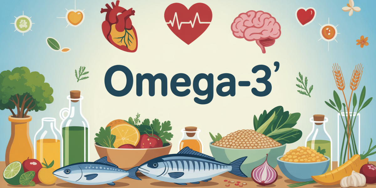 illustration omega 3 aliments huiles poissons bienfaits coeur cerveau