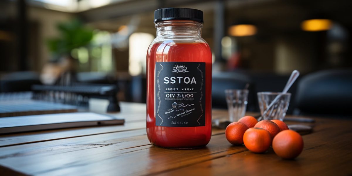 OSTA 2866 : bouteille de complément alimentaire et muscles en arrière-plan