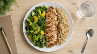 Quoi manger en regime : assiette protéines, fibres et bonnes graisses