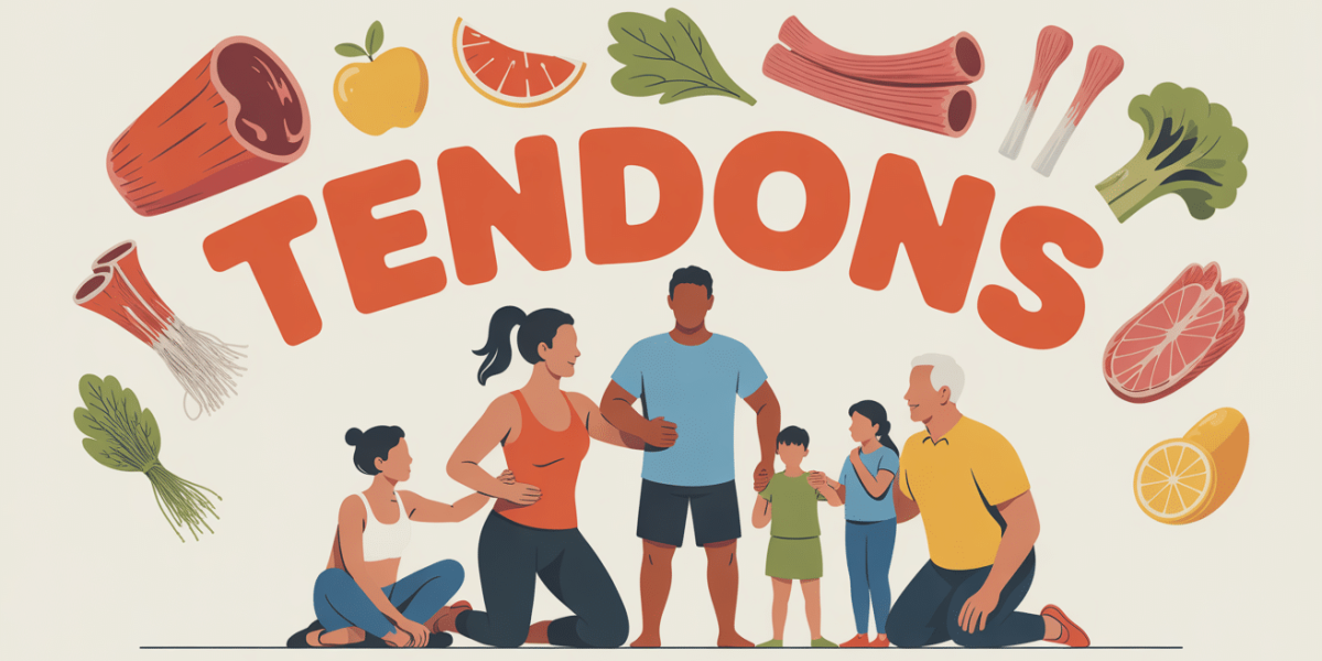 Silhouettes sportifs famille senior aliments sains autour tendons