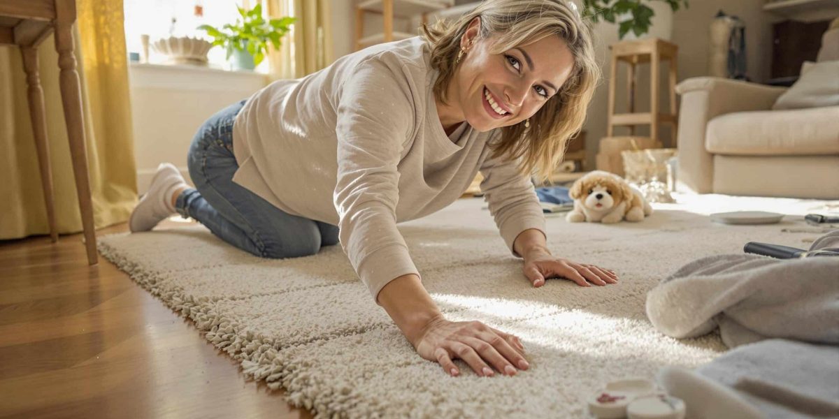abdos-fessiers : personne réalisant des exercices au sol sur un tapis