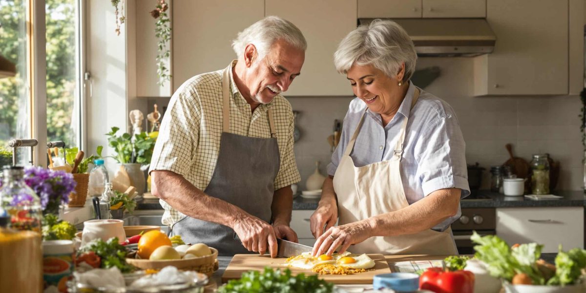 muscles après 50 ans : aliments sains et variés dans une assiette équilibrée